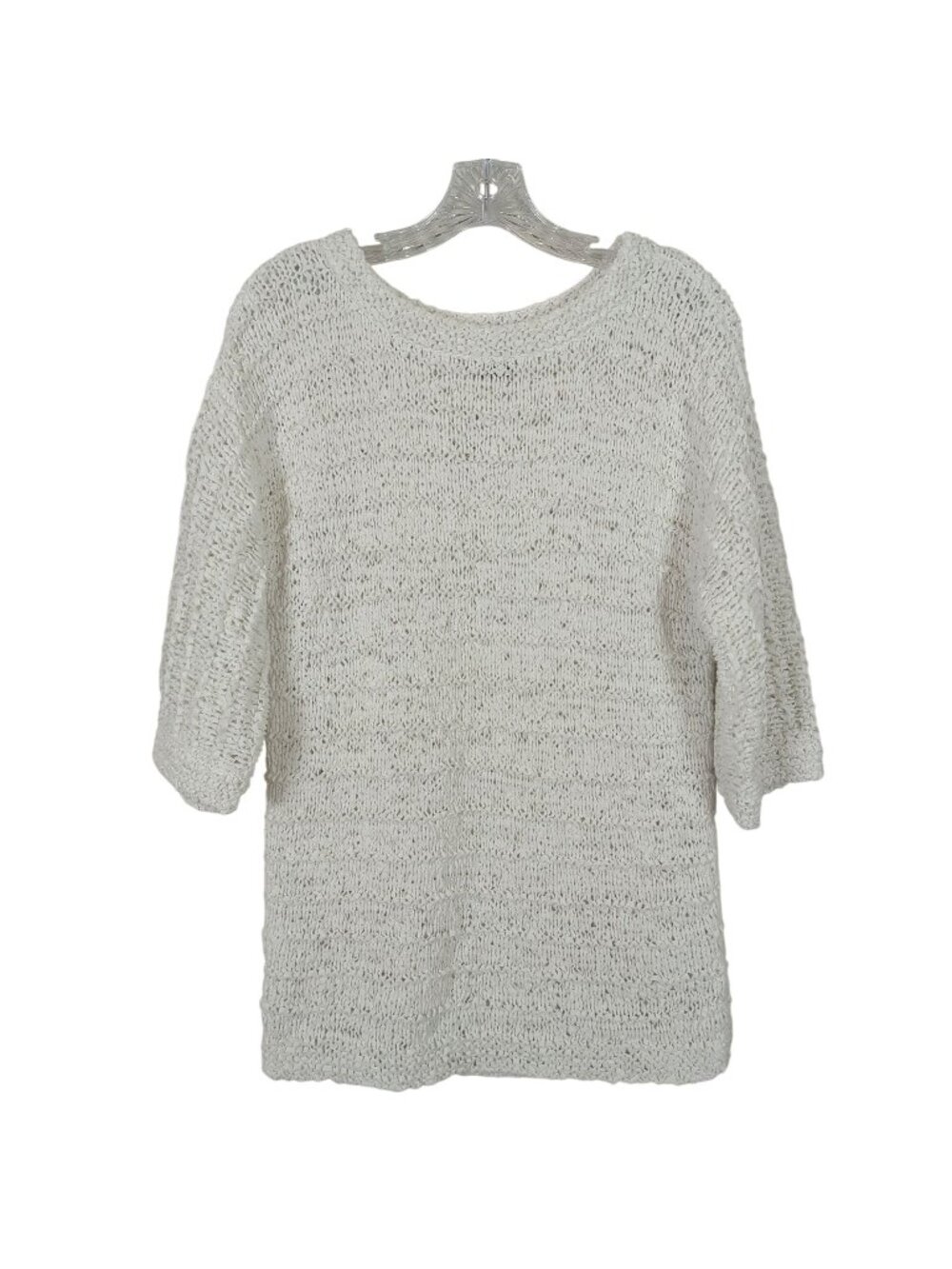 Ann Taylor 3/4" sleeve white career see through light weight sweater size Medium